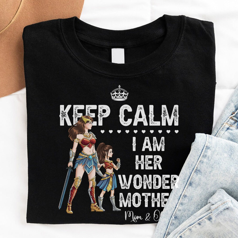 Personalized Mother And Daughter Warrior, Keep Calm I Am Her Wonder Woman T-Shirt