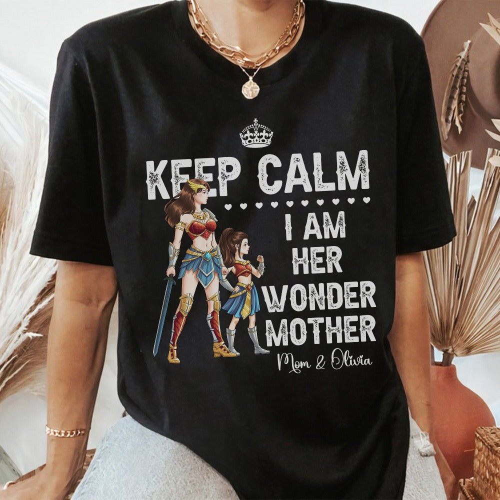 Personalized Mother And Daughter Warrior, Keep Calm I Am Her Wonder Woman T-Shirt