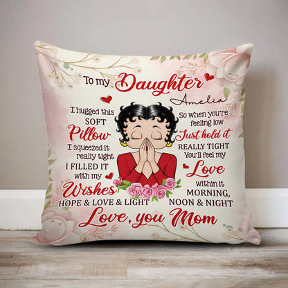 Personalized Mother To My Daughter I Hugged This Soft Pillow Canvas Throw Pillow
