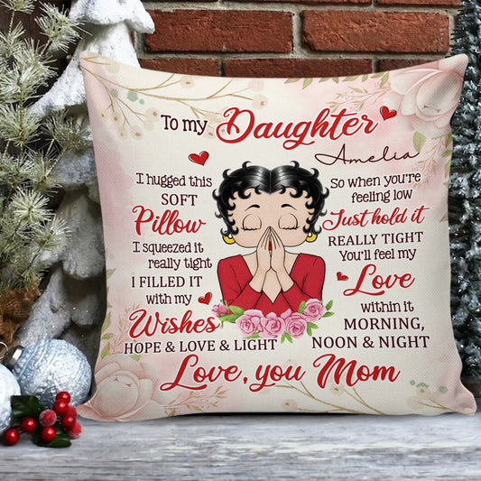 Personalized Mother To My Daughter I Hugged This Soft Pillow Canvas Throw Pillow