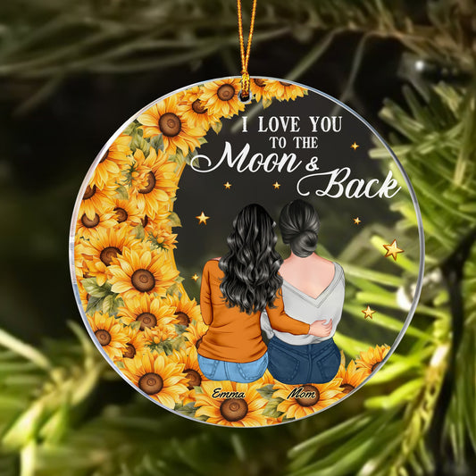 Personalized Mother To My Daughter I Love You To The Moon And Back Circle Acrylic Ornament