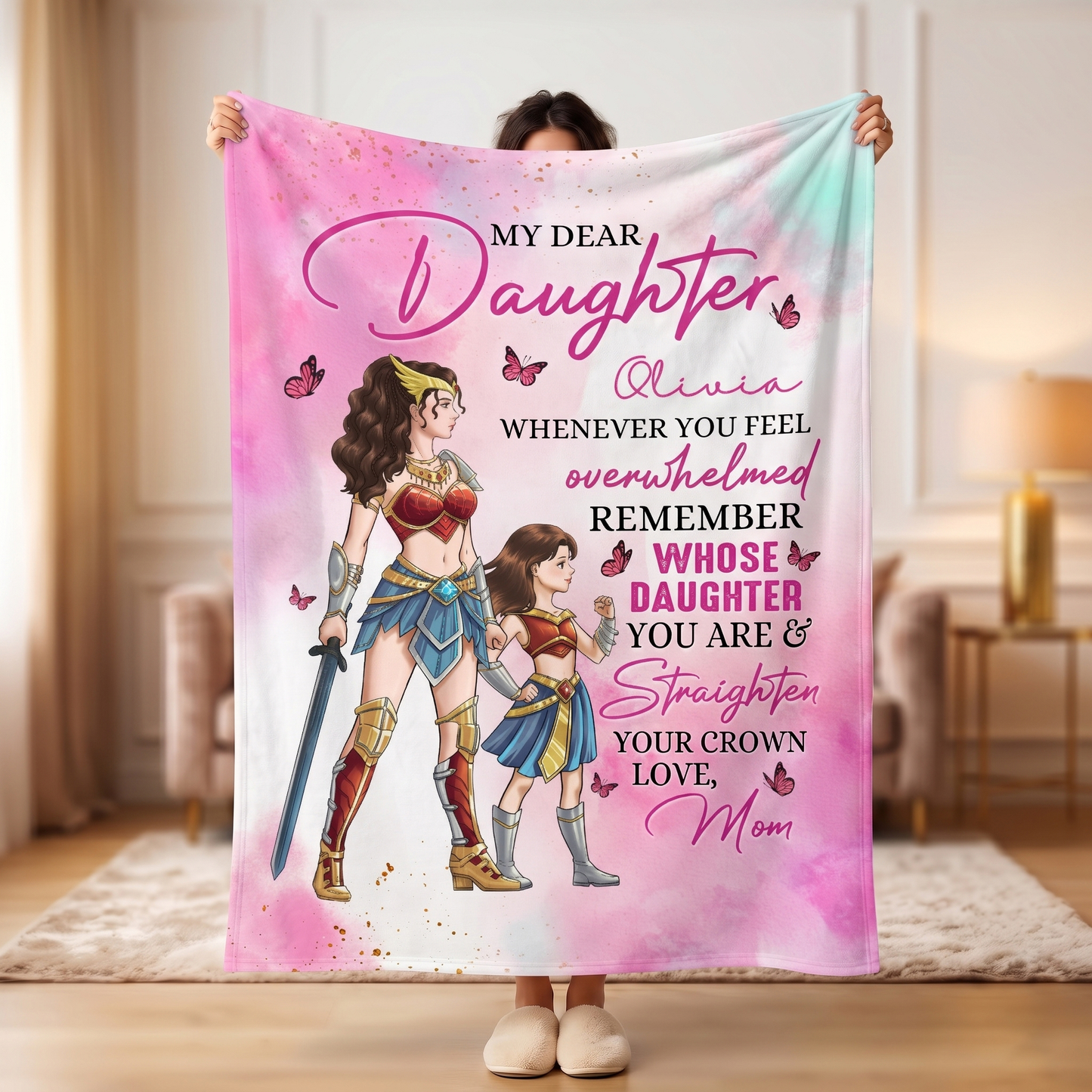 Personalized Mother and Daughter Warriors My Dear Daughter Whenever You Feel Overwhelmed Blanket