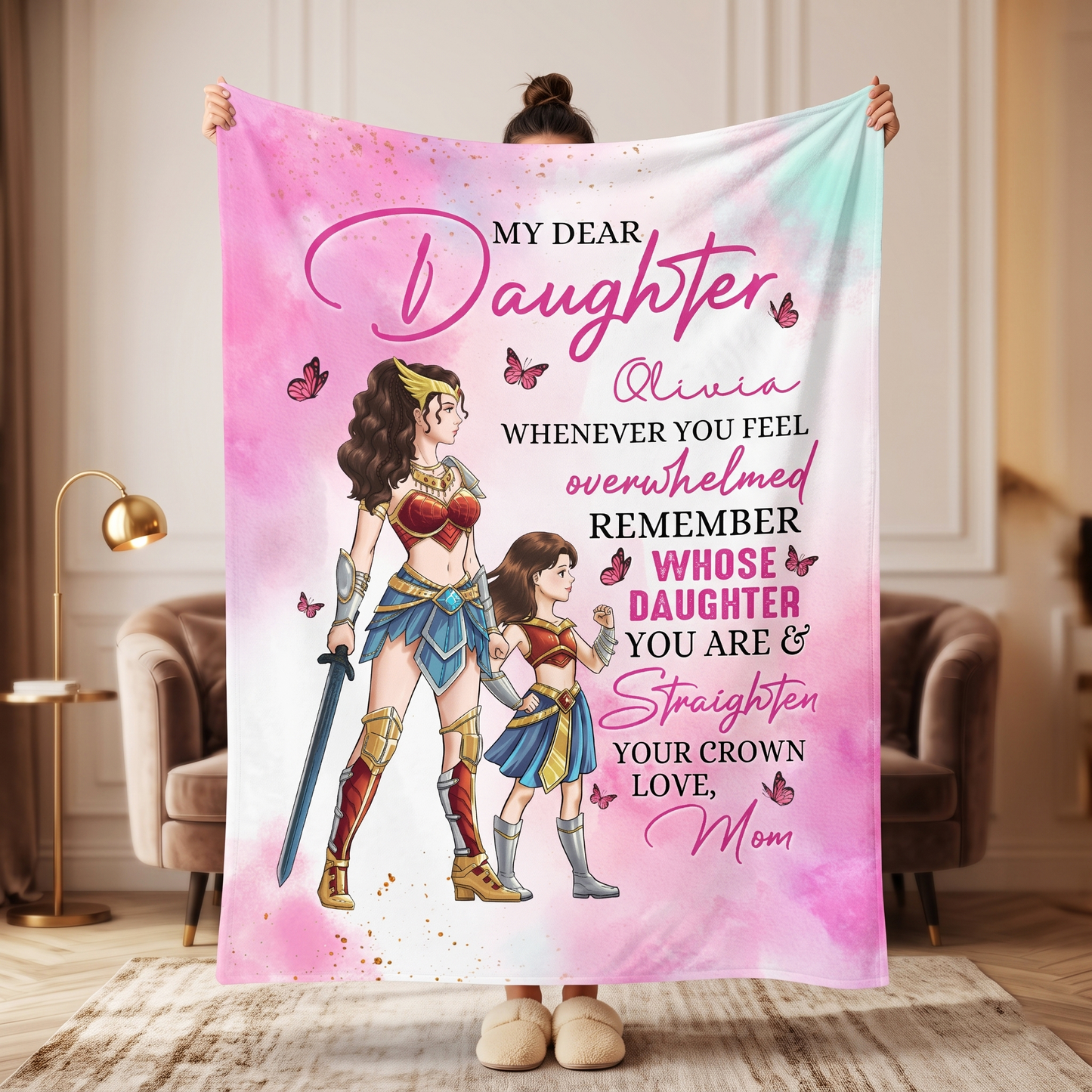 Personalized Mother and Daughter Warriors My Dear Daughter Whenever You Feel Overwhelmed Blanket