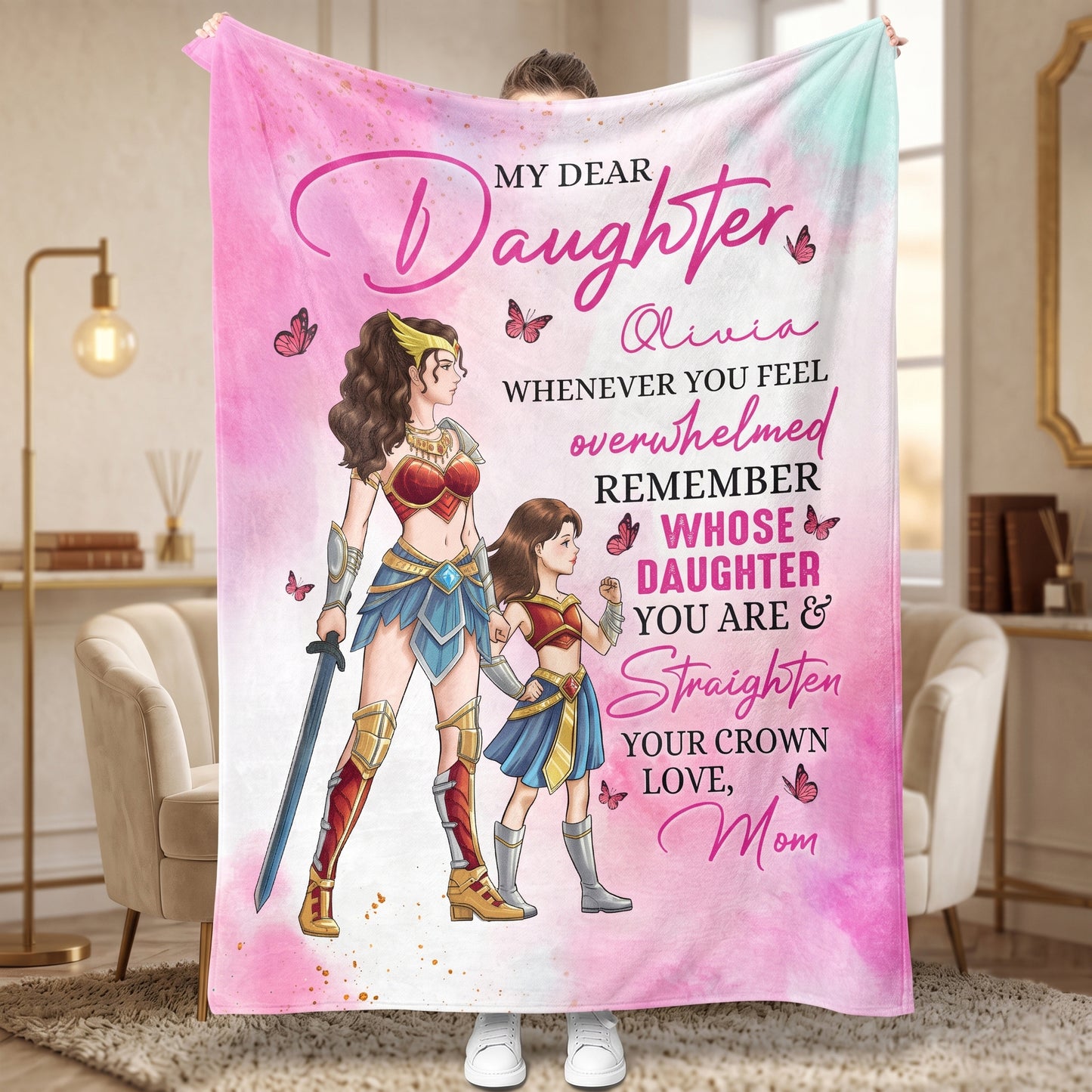 Personalized Mother and Daughter Warriors My Dear Daughter Whenever You Feel Overwhelmed Blanket