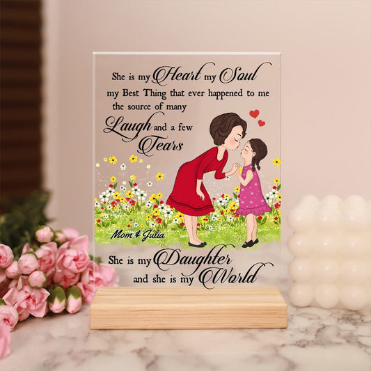 Personalized Mother and Daughter, She Is My Heart My Soul Acrylic Plaque