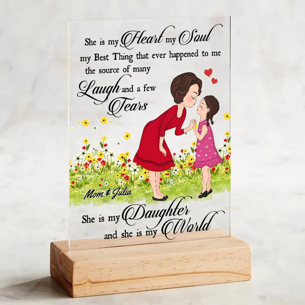 Personalized Mother and Daughter, She Is My Heart My Soul Acrylic Plaque