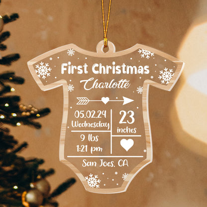 Personalized Newborn Baby Gift, Babys First Christmas Acrylic Ornament