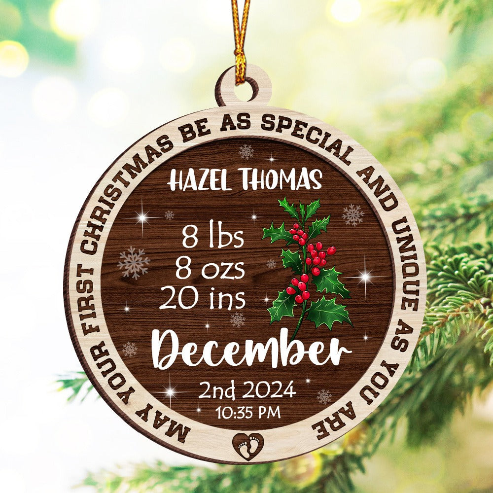 Personalized Newborn Baby May Your First Christmas Be As Special 2-Layer Wooden Ornament