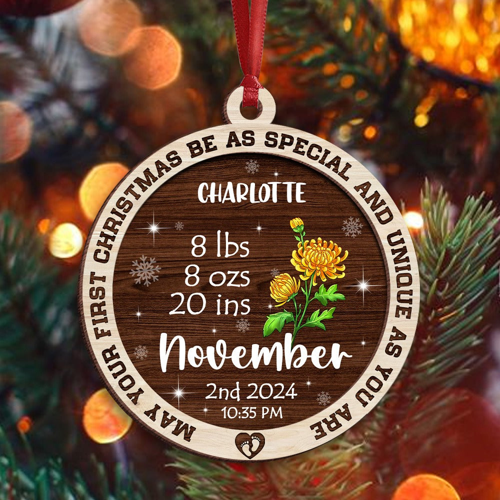 Personalized Newborn Baby May Your First Christmas Be As Special 2-Layer Wooden Ornament