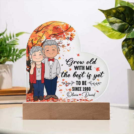 Personalized Old Couple Grow Old With Me The Best Is Yet To Be Since Heart Acrylic Plaque