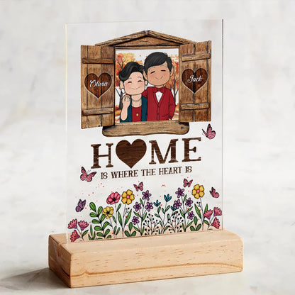 Personalized Old Couple Home Is Where The Heart Is Acrylic Plaque