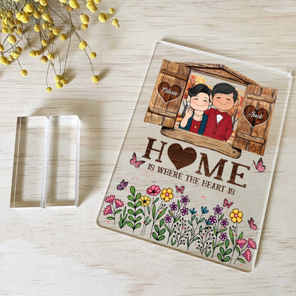 Personalized Old Couple Home Is Where The Heart Is Acrylic Plaque