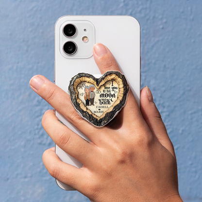 Personalized Old Couple I Love You To The Moon And Back Acrylic Magnetic Phone Grip