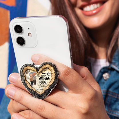 Personalized Old Couple I Love You To The Moon And Back Acrylic Magnetic Phone Grip