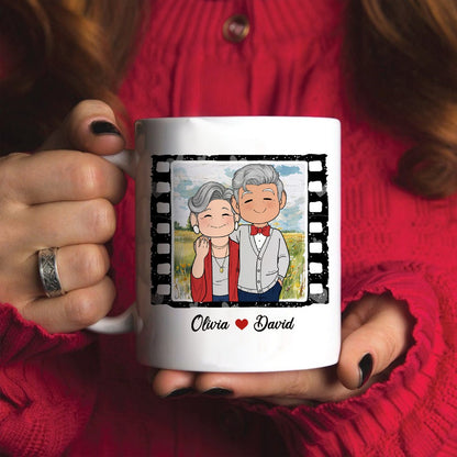 Personalized Old Couple My Favorite Place In All The World Is Next To You White Mug