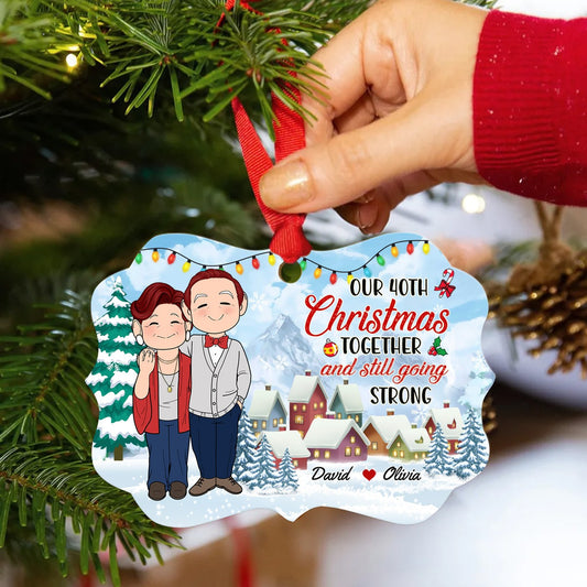 Personalized Old Couple Our Christmas Together And Still Going Strong Aluminum Ornament