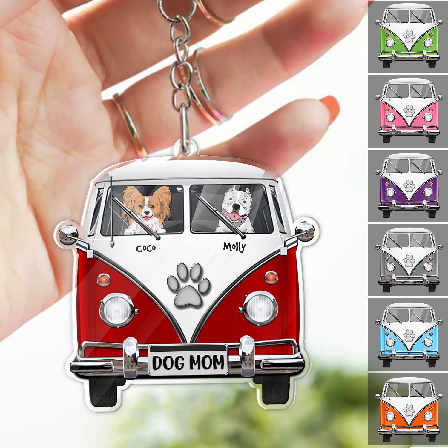 Personalized Dog Lover and Jeep Road Trip Acrylic Keychain