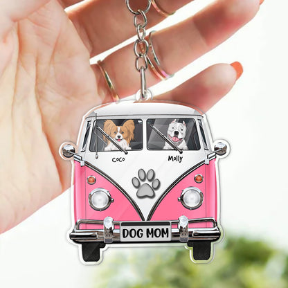 Personalized Dog Lover and Jeep Road Trip Acrylic Keychain