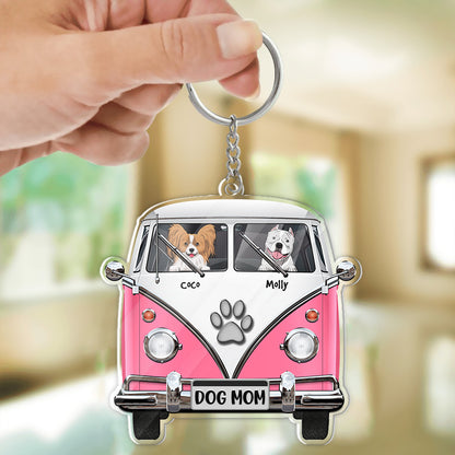 Personalized Dog Lover and Jeep Road Trip Acrylic Keychain