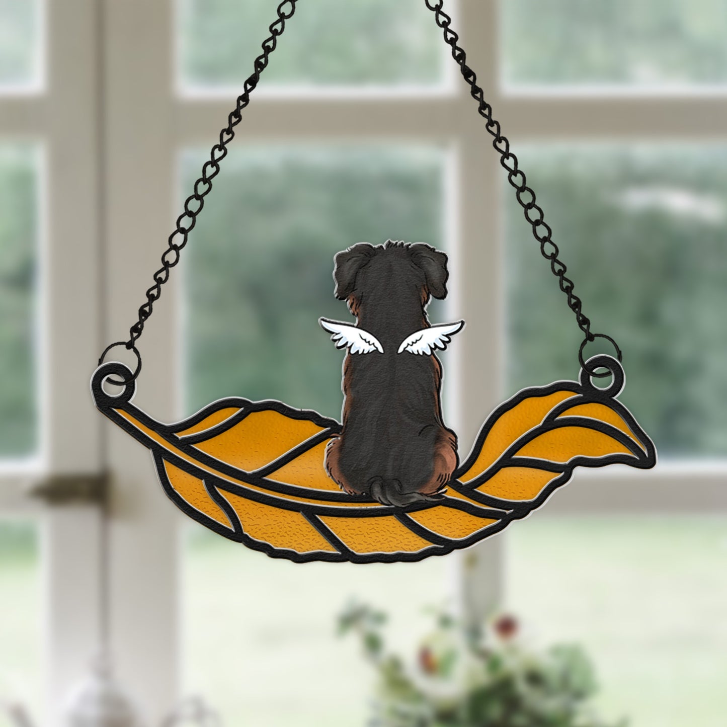 Personalized Pet Memorial Feather Hanging Suncatcher Ornament