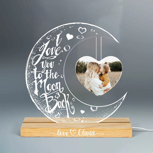 Personalized Photo And Name I Love You To The Moon And Back Acrylic Plaque LED Light Night