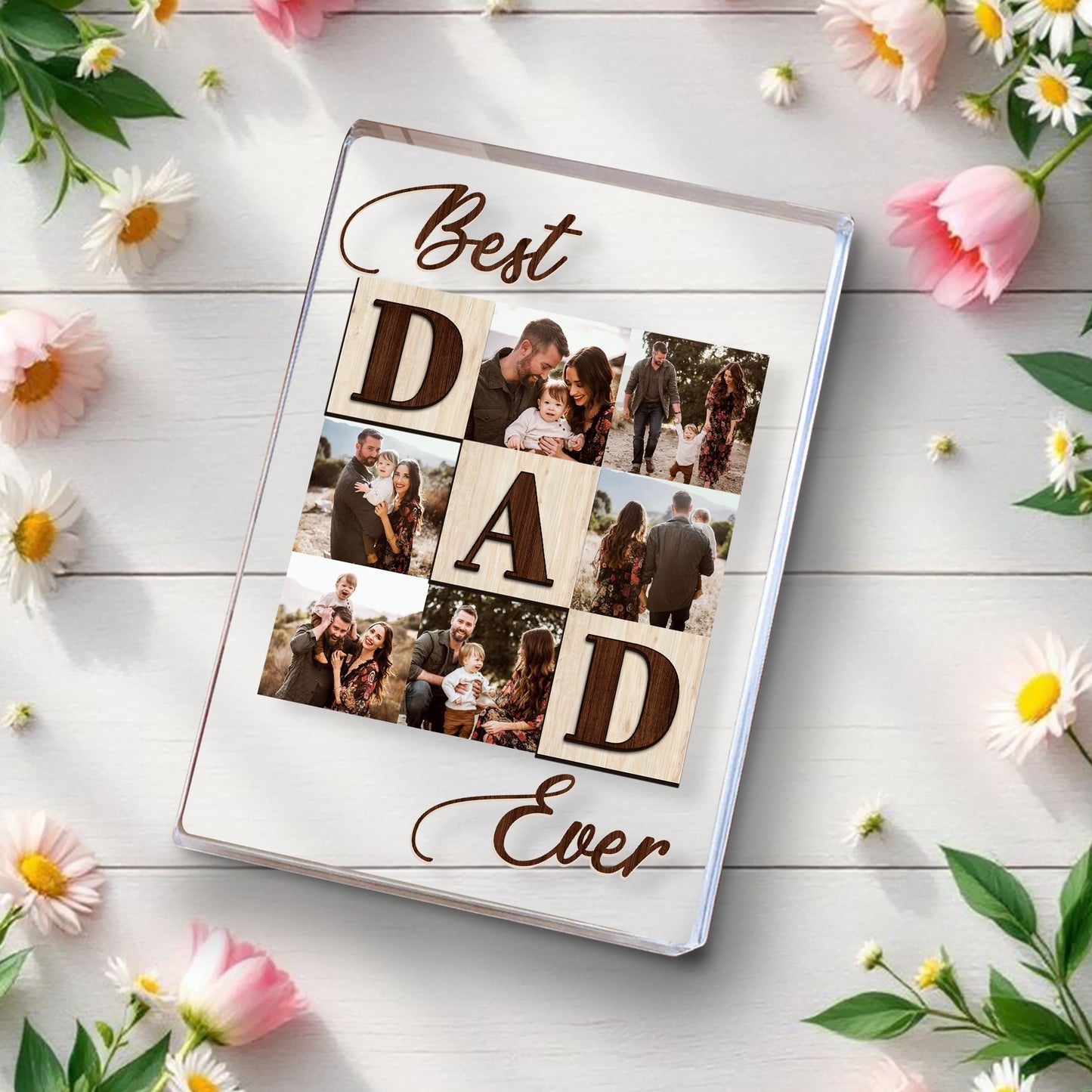 Personalized Photo Best Dad Ever, Father's Day Gift For Dad Acrylic Block Plaque