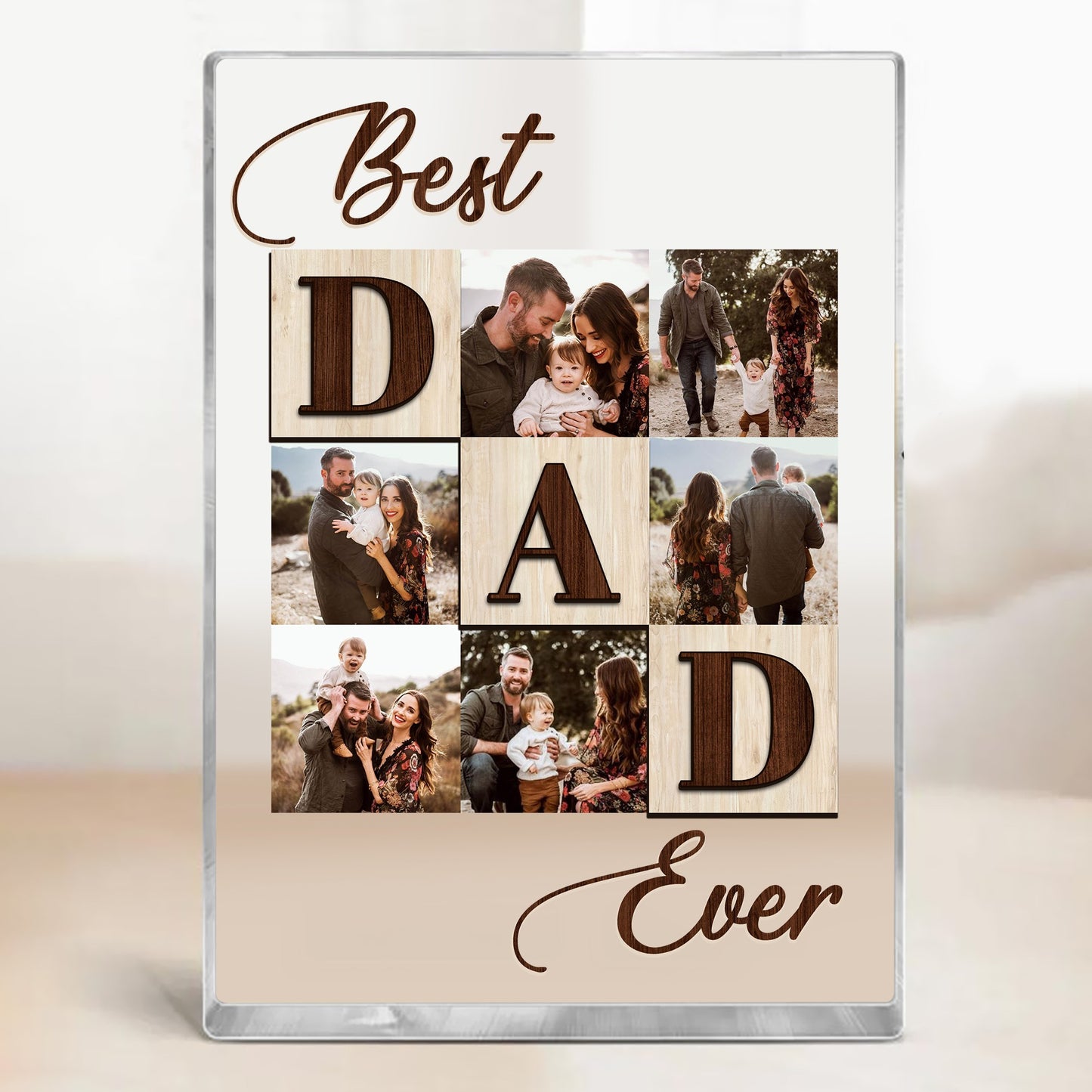 Personalized Photo Best Dad Ever, Father's Day Gift For Dad Acrylic Block Plaque