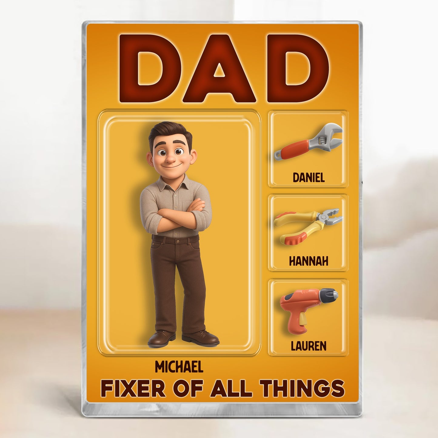 Personalized Photo Dad Fixer Of All Things, Fathers Day Gift Acrylic Block Plaque