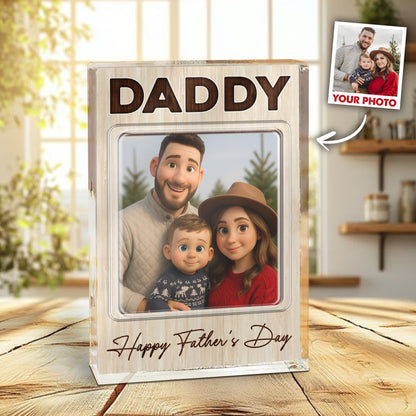 Personalized Photo Gift for Dad, Father's Day Gift with Picture Keepsake Acrylic Block Plaque