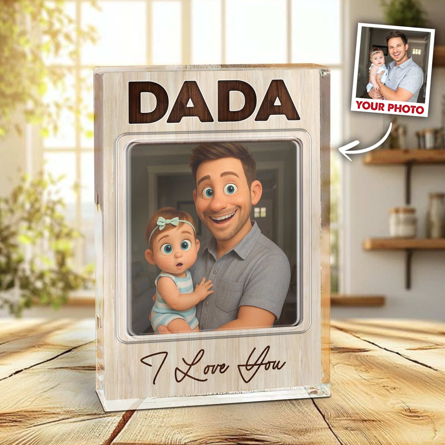 Personalized Photo Gift for Dad, Father's Day Gift with Picture Keepsake Acrylic Block Plaque