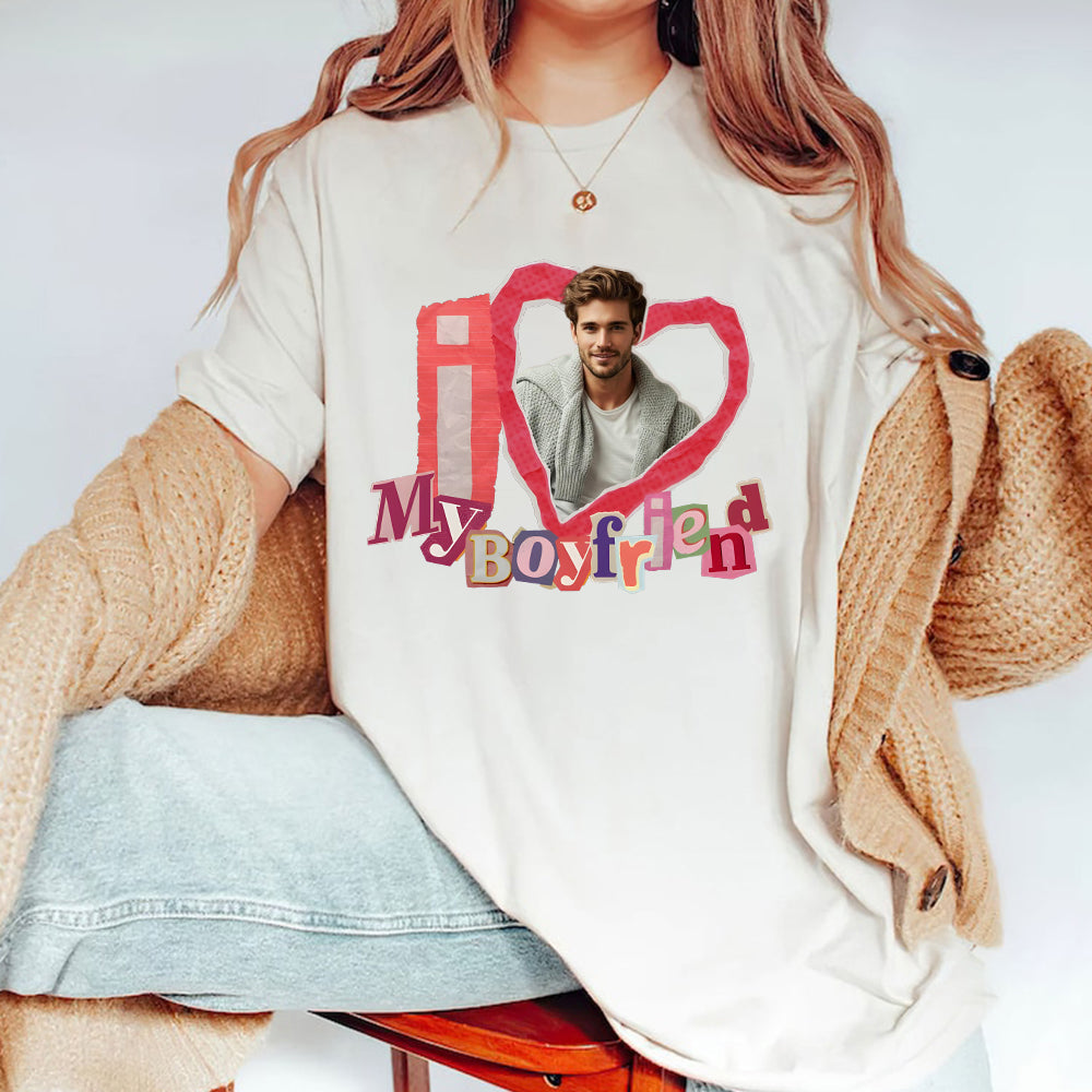 Personalized Photo I Love My Boyfriend T-Shirt