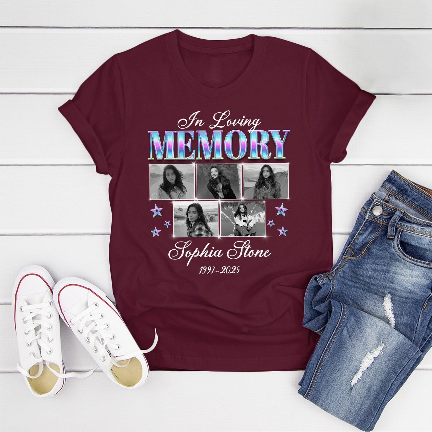 Personalized Photo In Loving Memory T-Shirt, Sympathy Gift for Loss of a Loved One T-Shirt