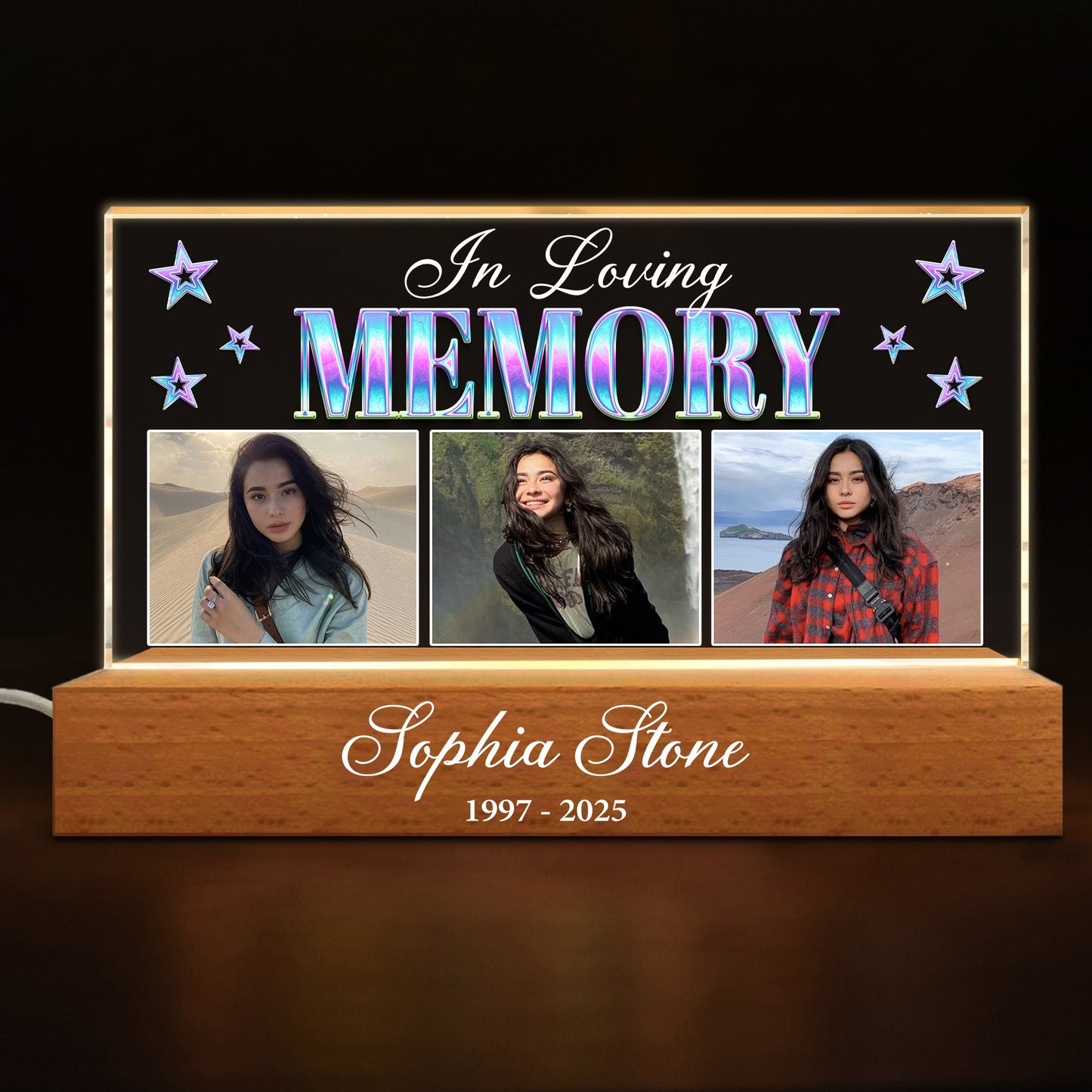 Personalized Photo In Loving Memory, Sympathy Gift for Loss of a Loved One Acrylic Plaque LED Light Night
