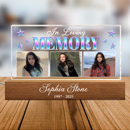 Personalized Photo In Loving Memory, Sympathy Gift for Loss of a Loved One Acrylic Plaque LED Light Night