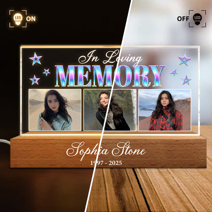 Personalized Photo In Loving Memory, Sympathy Gift for Loss of a Loved One Acrylic Plaque LED Light Night