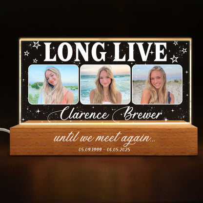 Personalized Photo Long Live Until We Meet Again, Memorial Gift for Loss of a Loved One Acrylic Plaque LED Light Night
