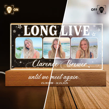 Personalized Photo Long Live Until We Meet Again, Memorial Gift for Loss of a Loved One Acrylic Plaque LED Light Night