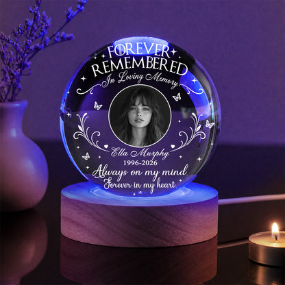 Personalized Photo Memorial Forever Remembered In Loving Memory Crystal Ball Night Light