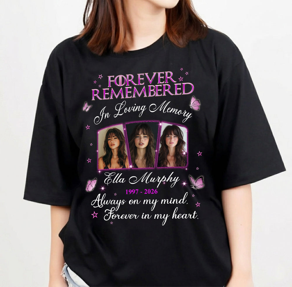 Personalized Photo Memorial Forever Remembered In Loving Memory T-Shirt