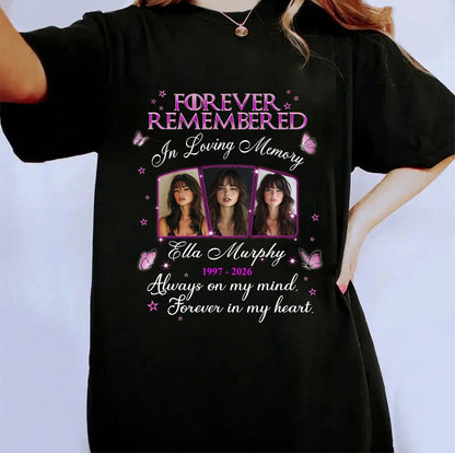 Personalized Photo Memorial Forever Remembered In Loving Memory T-Shirt