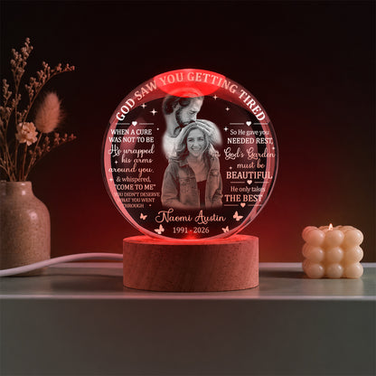 Personalized Photo Memorial God Saw You Getting Tired Safe In God Is Hand Crystal Ball Night Light