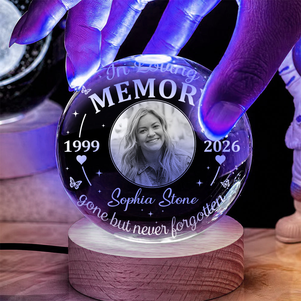 Personalized Photo Memorial In Loving Memory Gone but Never Forgotten Crystal Ball Night Light