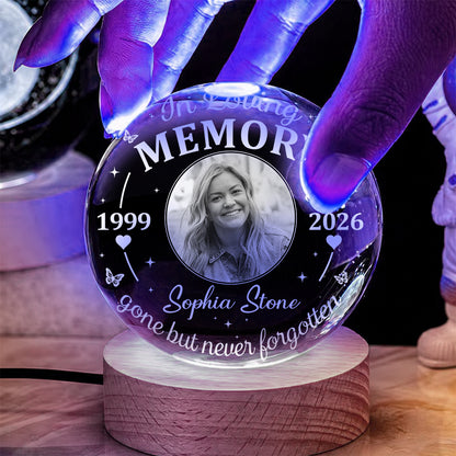 Personalized Photo Memorial In Loving Memory Gone but Never Forgotten Crystal Ball Night Light