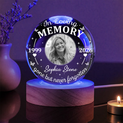 Personalized Photo Memorial In Loving Memory Gone but Never Forgotten Crystal Ball Night Light
