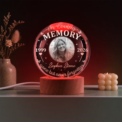 Personalized Photo Memorial In Loving Memory Gone but Never Forgotten Crystal Ball Night Light
