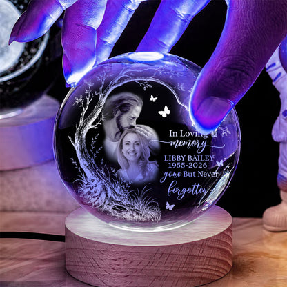 Personalized Photo Memorial In Loving Memory Safe In God's Hand Crystal Ball Night Light