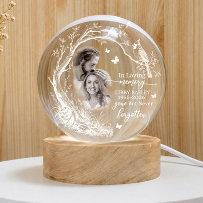 Personalized Photo Memorial In Loving Memory Safe In God's Hand Crystal Ball Night Light