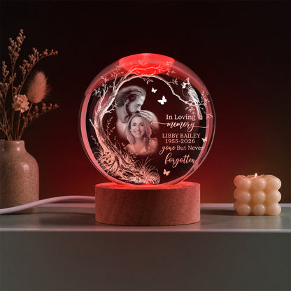 Personalized Photo Memorial In Loving Memory Safe In God's Hand Crystal Ball Night Light