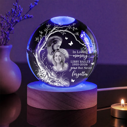 Personalized Photo Memorial In Loving Memory Safe In God's Hand Crystal Ball Night Light
