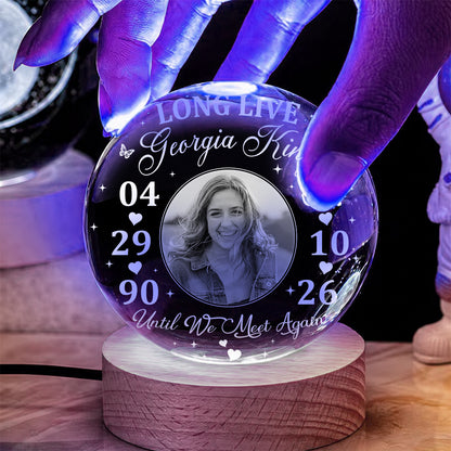 Personalized Photo Memorial Long Live Until We Meet Again Crystal Ball Night Light